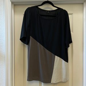 Eileen Fisher Silk Short Sleeve Top Block Colors M